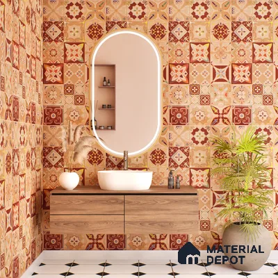 Moroccan Wall Tile TL 06400 D Nebula Brown Decor 4 ft x 2 ft Vitrified Matte Finish - 9 mm | Suitable for Living Room, Bedroom & Bathroom (Sample)