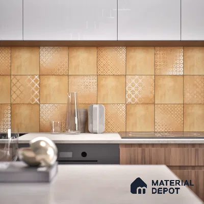 Subway Wall Tile TL 06433 Coastal Malta Jaisalmer 8 x 8 inch Ceramic Matte Finish - 10 mm | 15 Random Design | Suitable for Accent / Feature Walls, Bathroom, Kitchen Wall & Backsplashes (Sample)