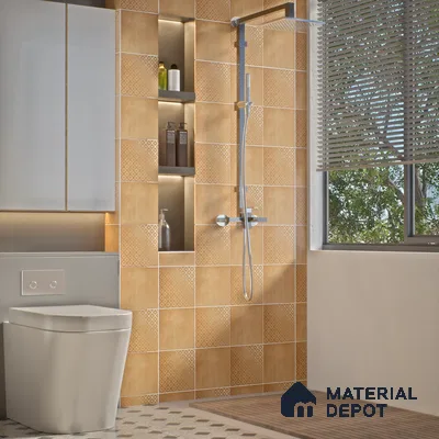 Subway Wall Tile TL 06433 Coastal Malta Jaisalmer 8 x 8 inch Ceramic Matte Finish - 10 mm | 15 Random Design | Suitable for Accent / Feature Walls, Bathroom, Kitchen Wall & Backsplashes (Sample)