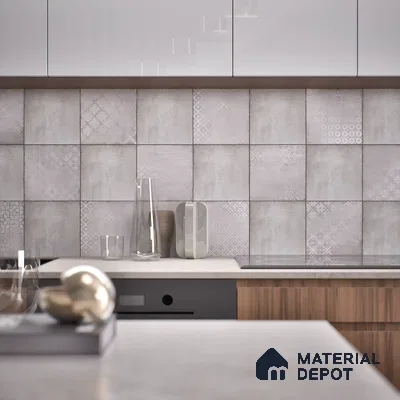 Subway Wall & Floor Tile TL 06433 D Coastal Malta Bianco Base 8 x 8 inch Ceramic Matte Finish - 10 mm | 15 Random Design | Suitable for Accent / Feature Walls, Bathroom, Kitchen Wall & Backsplashes (Sample)