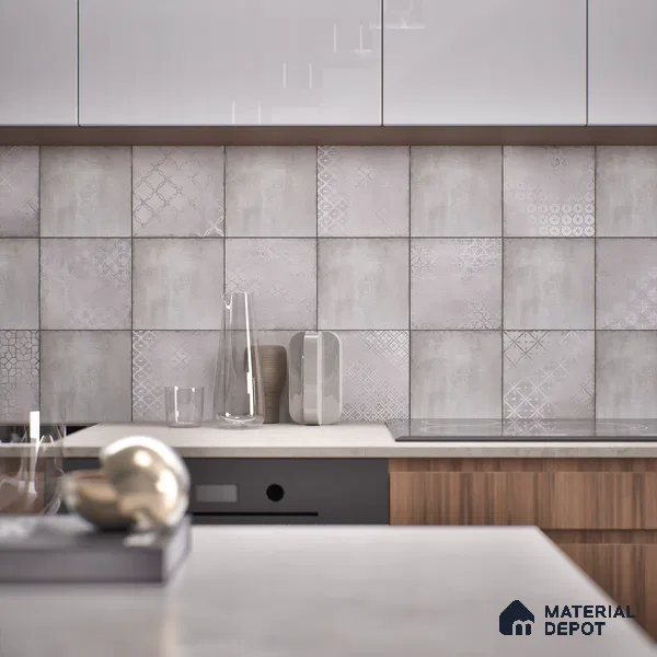 Subway Wall & Floor Tile TL 06433 D Coastal Malta Bianco Base 8 x 8 inch Ceramic Matte Finish - 10 mm | 15 Random Design | Suitable for Accent / Feature Walls, Bathroom, Kitchen Wall & Backsplashes (Sample)