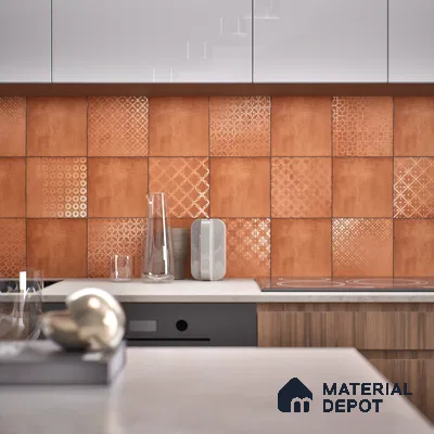 Subway Wall Tile TL 06433 E Coastal Malta Terra 8 x 8 inch Ceramic Matte Finish - 10 mm | 15 Random Design | Suitable for Accent / Feature Walls, Bathroom, Kitchen Wall & Backsplashes (Sample)