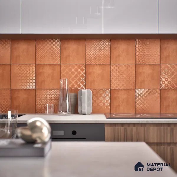 Subway Wall Tile TL 06433 E Coastal Malta Terra 8 x 8 inch Ceramic Matte Finish - 10 mm | 15 Random Design | Suitable for Accent / Feature Walls, Bathroom, Kitchen Wall & Backsplashes (Sample)