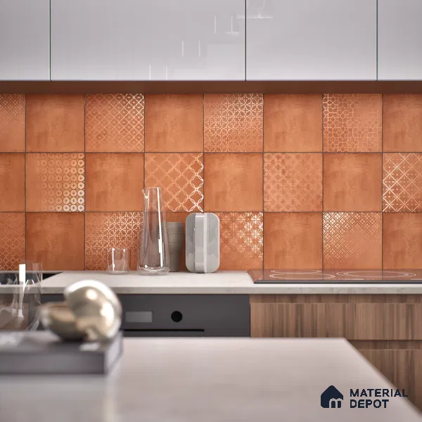 Subway Wall & Floor Tile TL 06433 F Coastal Malta Terra Base 8 x 8 inch Ceramic Matte Finish - 10 mm | 15 Random Design | Suitable for Accent / Feature Walls, Bathroom, Kitchen Wall & Backsplashes (Sample)