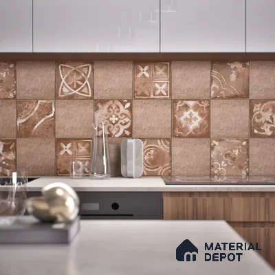 Subway Wall Tile TL 06436 D Coastal Forli Desert Base 8 x 8 inch Ceramic Matte Finish - 10 mm | 12 Random Design | Suitable for Accent / Feature Walls, Bathroom, Kitchen Wall & Backsplashes (Sample)