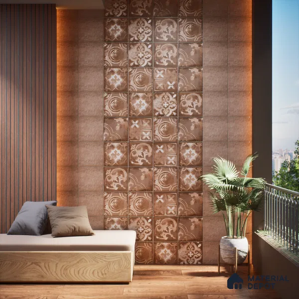 Subway Wall Tile TL 06436 D Coastal Forli Desert Base 8 x 8 inch Ceramic Matte Finish - 10 mm | 12 Random Design | Suitable for Accent / Feature Walls, Bathroom, Kitchen Wall & Backsplashes (Sample)