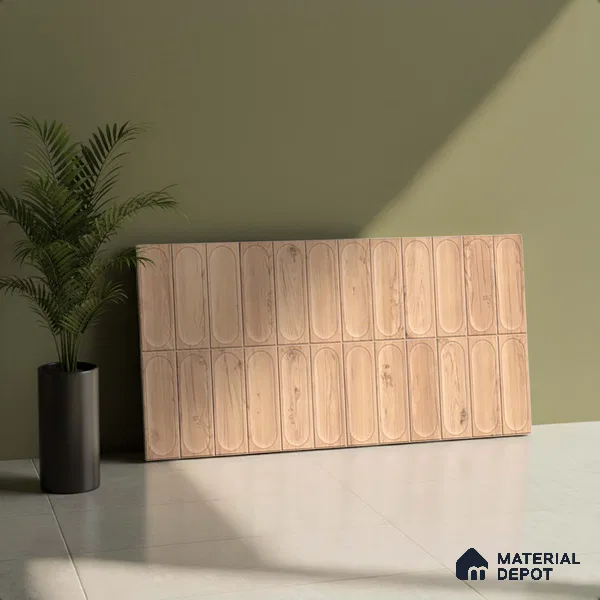 Faux Subway Wall Tile TL 06542 C Supreme Wood Oak 2 ft x 1 ft Ceramic Matte Finish - 8 mm | Suitable For Kitchen Backsplash, Bathroom & Basin Accent
