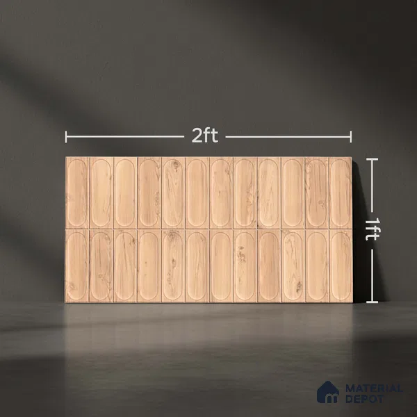 Faux Subway Wall Tile TL 06542 C Supreme Wood Oak 2 ft x 1 ft Ceramic Matte Finish - 8 mm | Suitable For Kitchen Backsplash, Bathroom & Basin Accent
