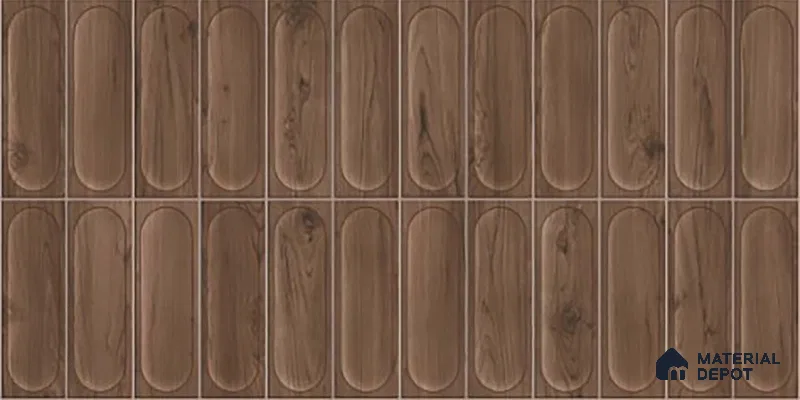Faux Subway Wall Tile TL 06542 D Supreme Wood Walnut 2 ft x 1 ft Ceramic Matte Finish - 8 mm | Suitable For Kitchen Backsplash, Bathroom & Basin Accent