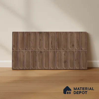 Faux Subway Wall Tile TL 06542 D Supreme Wood Walnut 2 ft x 1 ft Ceramic Matte Finish - 8 mm | Suitable For Kitchen Backsplash, Bathroom & Basin Accent