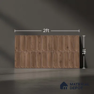 Faux Subway Wall Tile TL 06542 D Supreme Wood Walnut 2 ft x 1 ft Ceramic Matte Finish - 8 mm | Suitable For Kitchen Backsplash, Bathroom & Basin Accent