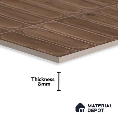 Faux Subway Wall Tile TL 06542 D Supreme Wood Walnut 2 ft x 1 ft Ceramic Matte Finish - 8 mm | Suitable For Kitchen Backsplash, Bathroom & Basin Accent