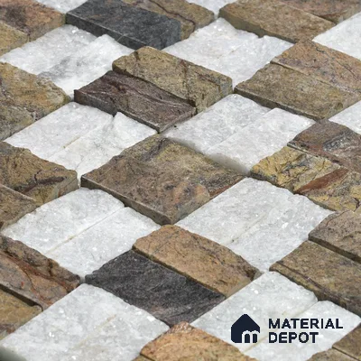 WL 00083 Brown & White 300 x 300 mm Natural Stone Wall Cladding |  Stone is a Natural Product, Please Expect Variation in Shades