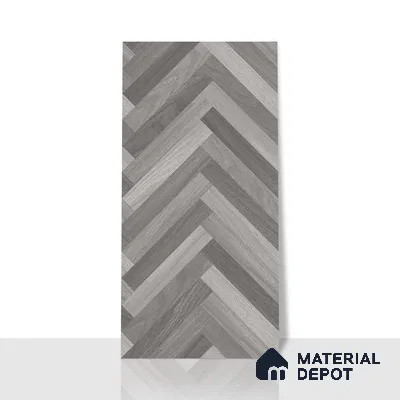 Herringbone Wood Look Floor Tile TL 06650 B Rhodium Grey 4 ft x 2 ft Vitrified Matte Finish - 9 mm | (Random 1) | Suitable for Living Room, Bedroom, Bathroom, Kitchen, Office, Elevation & Dining