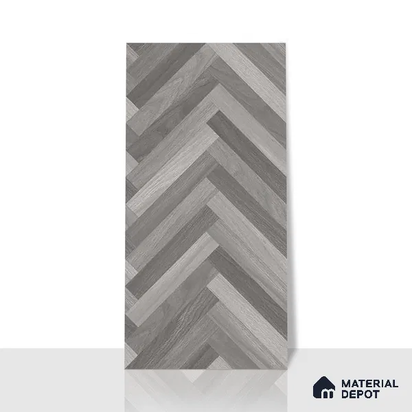 Herringbone Wood Look Floor Tile TL 06650 B Rhodium Grey 4 ft x 2 ft Vitrified Matte Finish - 9 mm | (Random 1) | Suitable for Living Room, Bedroom, Bathroom, Kitchen, Office, Elevation & Dining