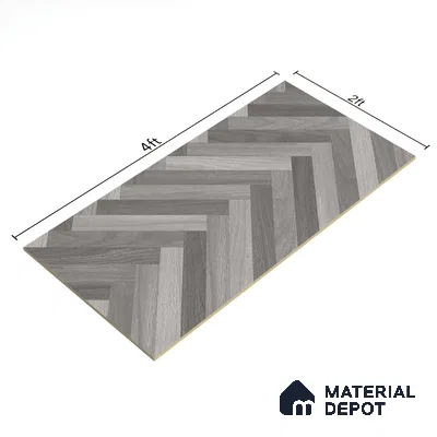 Herringbone Wood Look Floor Tile TL 06650 B Rhodium Grey 4 ft x 2 ft Vitrified Matte Finish - 9 mm | (Random 1) | Suitable for Living Room, Bedroom, Bathroom, Kitchen, Office, Elevation & Dining