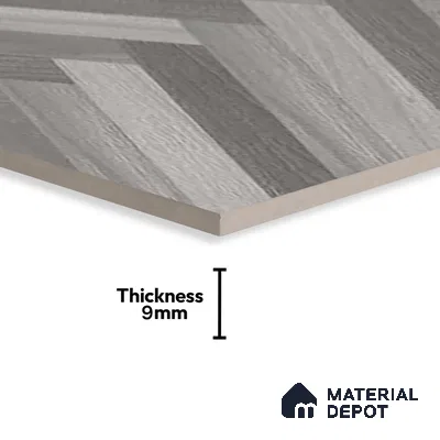 Herringbone Wood Look Floor Tile TL 06650 B Rhodium Grey 4 ft x 2 ft Vitrified Matte Finish - 9 mm | (Random 1) | Suitable for Living Room, Bedroom, Bathroom, Kitchen, Office, Elevation & Dining
