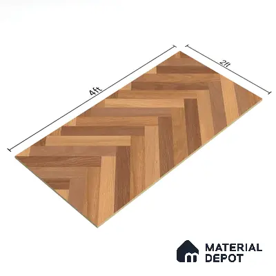 Herringbone Wood Look Floor Tile TL 06650 Rhodium Brown 4 ft x 2 ft Vitrified Matte Finish - 9 mm | (Random 1) | Suitable for Living Room, Bedroom, Bathroom, Kitchen, Office, Elevation & Dining