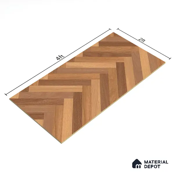 Herringbone Wood Look Floor Tile TL 06650 Rhodium Brown 4 ft x 2 ft Vitrified Matte Finish - 9 mm | (Random 1) | Suitable for Living Room, Bedroom, Bathroom, Kitchen, Office, Elevation & Dining