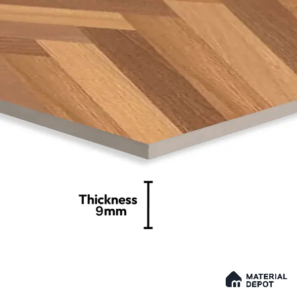 Herringbone Wood Look Floor Tile TL 06650 Rhodium Brown 4 ft x 2 ft Vitrified Matte Finish - 9 mm | (Random 1) | Suitable for Living Room, Bedroom, Bathroom, Kitchen, Office, Elevation & Dining