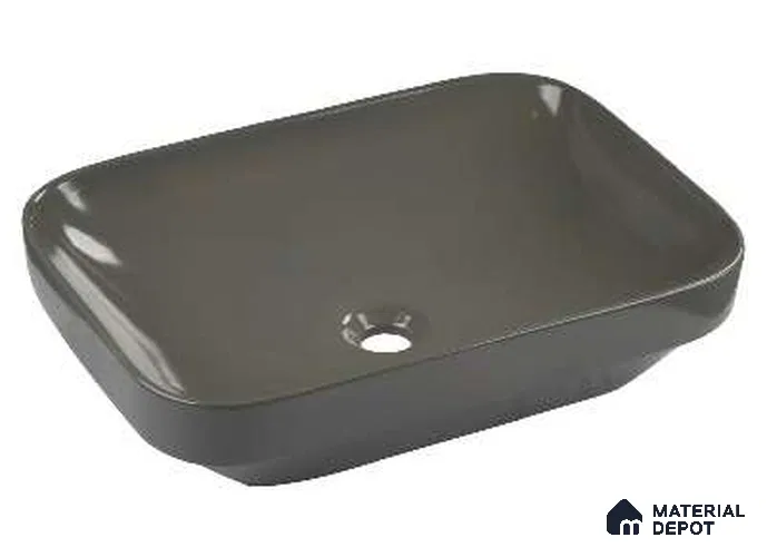 Veyora Sink BS 00032 Graphite Gloss 559 x 406 mm Rectangular Ceramic Glossy Finish Basin -  mm | Suitable For Bathroom, Vanity & Utility Areas