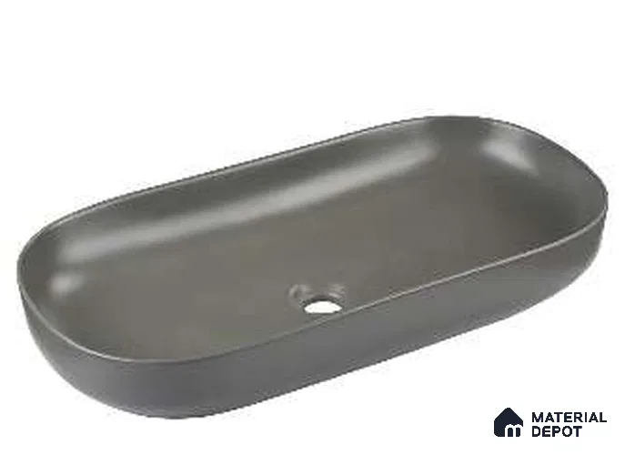 Veyora Sink BS 00035 Slate Capsule 508 x 305 mm Circular Ceramic Glossy Finish Basin -  mm | Suitable For Bathroom, Vanity & Utility Areas