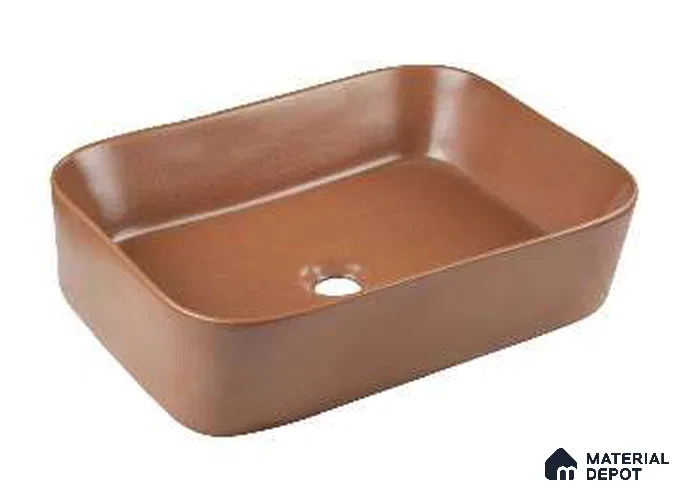 Veyora Sink BS 00036 Rust Clay 508 x 381 mm Rectangular Ceramic Glossy Finish Basin - mm | Suitable For Bathroom, Vanity & Utility Areas