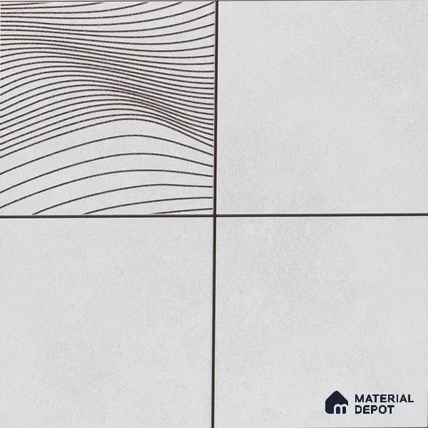Abstract Wall & Floor Tile TL 04922 Marrakech Presscot Gris 1 ft x 1 ft Ceramic Matte Finish - 9 mm | Random 3 | Suitable for Living Room, Bedroom, Bathroom, Courtyard, Balcony | Please Expect a Slight Variation of Pattern (Sample)