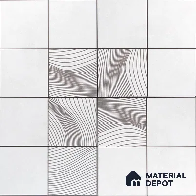 Abstract Wall & Floor Tile TL 04922 Marrakech Presscot Gris 1 ft x 1 ft Ceramic Matte Finish - 9 mm | Random 3 | Suitable for Living Room, Bedroom, Bathroom, Courtyard, Balcony | Please Expect a Slight Variation of Pattern (Sample)