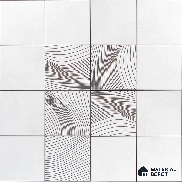 Abstract Wall & Floor Tile TL 04922 Marrakech Presscot Gris 1 ft x 1 ft Ceramic Matte Finish - 9 mm | Random 3 | Suitable for Living Room, Bedroom, Bathroom, Courtyard, Balcony | Please Expect a Slight Variation of Pattern (Sample)