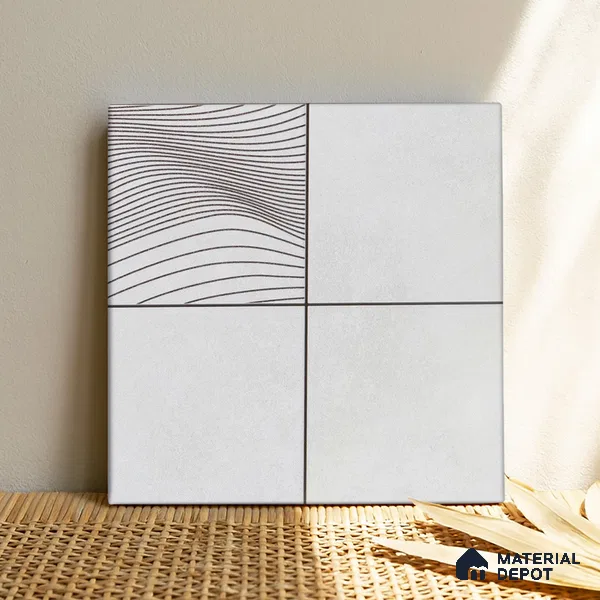 Abstract Wall & Floor Tile TL 04922 Marrakech Presscot Gris 1 ft x 1 ft Ceramic Matte Finish - 9 mm | Random 3 | Suitable for Living Room, Bedroom, Bathroom, Courtyard, Balcony | Please Expect a Slight Variation of Pattern (Sample)