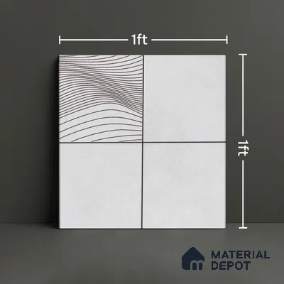 Abstract Wall & Floor Tile TL 04922 Marrakech Presscot Gris 1 ft x 1 ft Ceramic Matte Finish - 9 mm | Random 3 | Suitable for Living Room, Bedroom, Bathroom, Courtyard, Balcony | Please Expect a Slight Variation of Pattern (Sample)