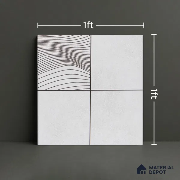 Abstract Wall & Floor Tile TL 04922 Marrakech Presscot Gris 1 ft x 1 ft Ceramic Matte Finish - 9 mm | Random 3 | Suitable for Living Room, Bedroom, Bathroom, Courtyard, Balcony | Please Expect a Slight Variation of Pattern (Sample)