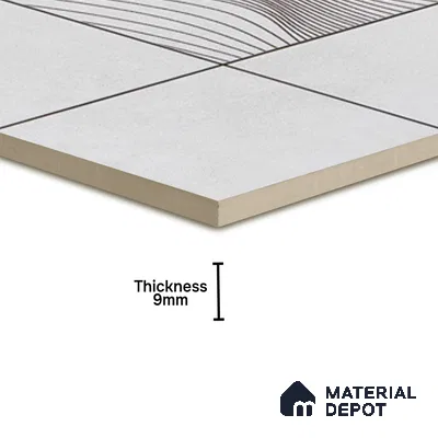 Abstract Wall & Floor Tile TL 04922 Marrakech Presscot Gris 1 ft x 1 ft Ceramic Matte Finish - 9 mm | Random 3 | Suitable for Living Room, Bedroom, Bathroom, Courtyard, Balcony | Please Expect a Slight Variation of Pattern (Sample)