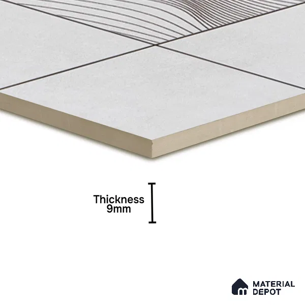 Abstract Wall & Floor Tile TL 04922 Marrakech Presscot Gris 1 ft x 1 ft Ceramic Matte Finish - 9 mm | Random 3 | Suitable for Living Room, Bedroom, Bathroom, Courtyard, Balcony | Please Expect a Slight Variation of Pattern (Sample)