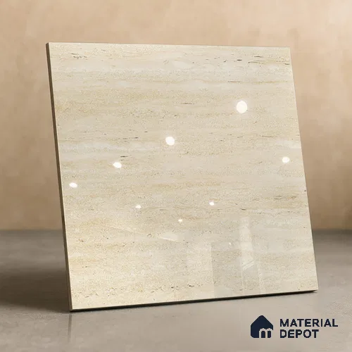 TL 02935 Butter Cream 2 ft x 2 ft Glossy Finish Vitrified Floor & Wall Tile - 9.5 mm