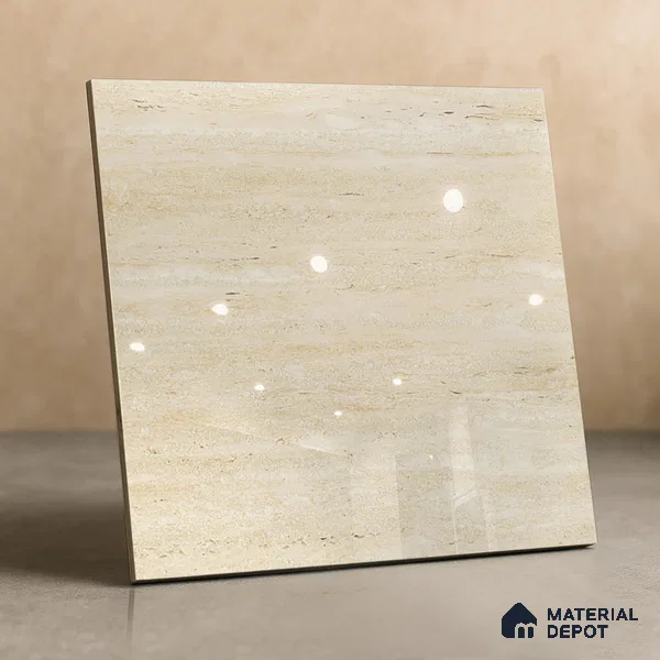TL 02935 Butter Cream 2 ft x 2 ft Glossy Finish Vitrified Floor & Wall Tile - 9.5 mm