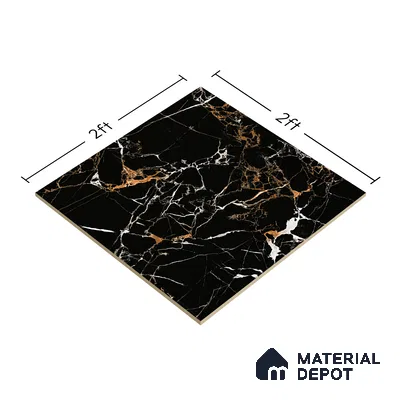 TL 01486 Black 2 ft x 2 ft Matte Finish Wall and Floor Porcelain Tile - 9 mm