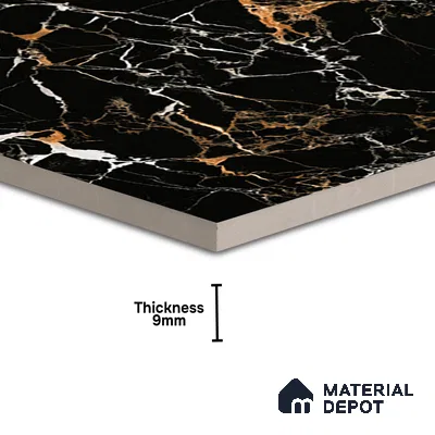TL 01486 Black 2 ft x 2 ft Matte Finish Wall and Floor Porcelain Tile - 9 mm