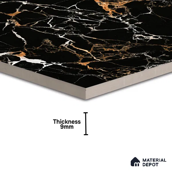 TL 01486 Black 2 ft x 2 ft Matte Finish Wall and Floor Porcelain Tile - 9 mm