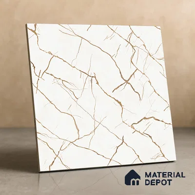TL 01504 White 2 ft x 2 ft Matte Finish Wall and Floor Porcelain Moroccan Tile - 9 mm