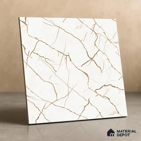 TL 01504 White 2 ft x 2 ft Matte Finish Wall and Floor Porcelain Moroccan Tile - 9 mm