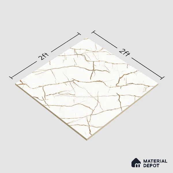 TL 01504 White 2 ft x 2 ft Matte Finish Wall and Floor Porcelain Moroccan Tile - 9 mm