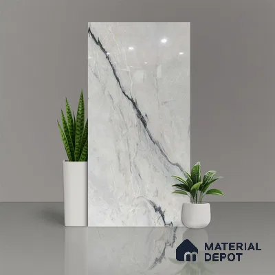 Marble Floor & Wall Tile TL 02202 Canaria Grey 4 ft x 2 ft Glossy Finish Vitrified Tile - 9 mm (Random 5)