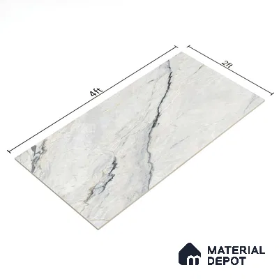 Marble Floor & Wall Tile TL 02202 Canaria Grey 4 ft x 2 ft Glossy Finish Vitrified Tile - 9 mm (Random 5)