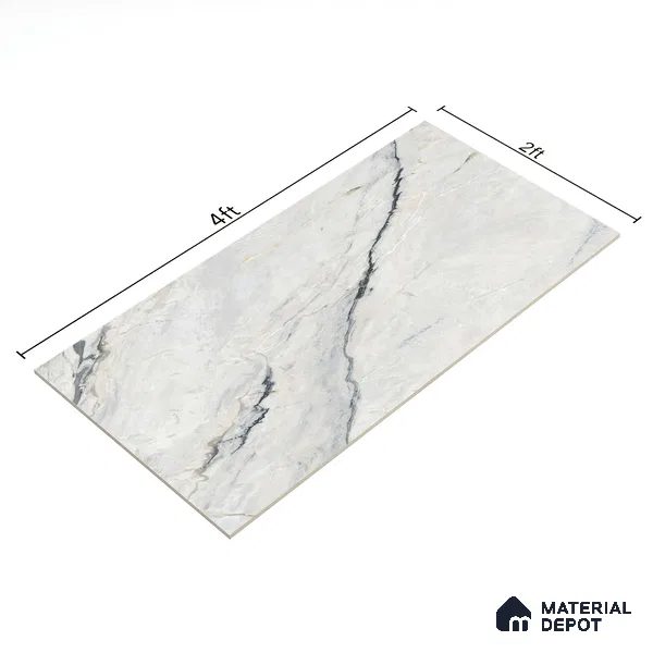 Marble Floor & Wall Tile TL 02202 Canaria Grey 4 ft x 2 ft Glossy Finish Vitrified Tile - 9 mm (Random 5)