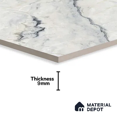 Marble Floor & Wall Tile TL 02202 Canaria Grey 4 ft x 2 ft Glossy Finish Vitrified Tile - 9 mm (Random 5)