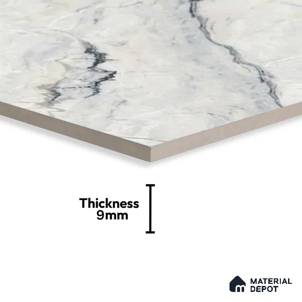 Marble Floor & Wall Tile TL 02202 Canaria Grey 4 ft x 2 ft Glossy Finish Vitrified Tile - 9 mm (Random 5)