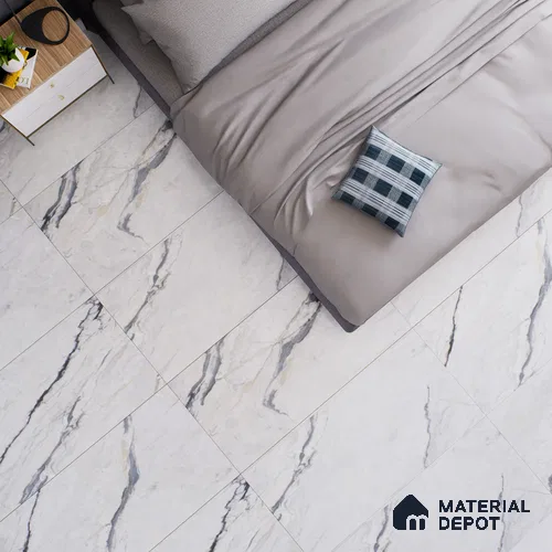 Marble Floor & Wall Tile TL 02202 Canaria Grey 4 ft x 2 ft Glossy Finish Vitrified Tile - 9 mm (Random 5)