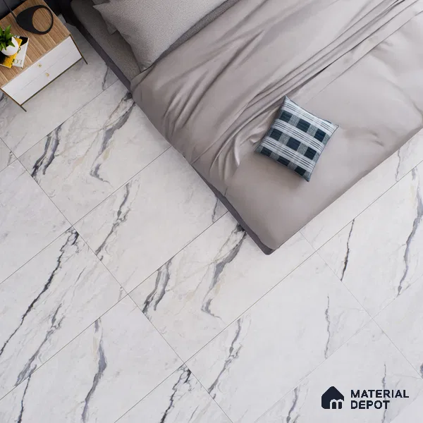 Marble Floor & Wall Tile TL 02202 Canaria Grey 4 ft x 2 ft Glossy Finish Vitrified Tile - 9 mm (Random 5)